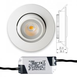 Globe Downlight Superlav Infinity 5W LED m/driver 28mm Børstet Stål