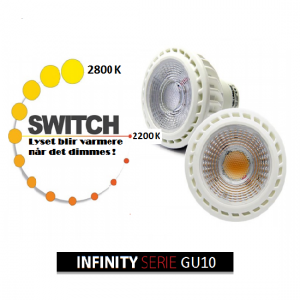 LED pære Infinity 230V/GU10/6,5W LED 2000-2800k Dim to Warm